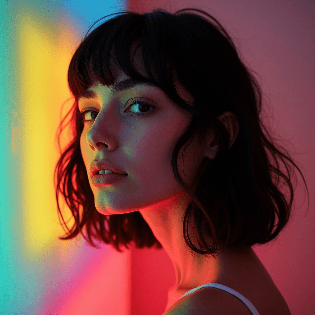 Portrait bathed in prismatic light